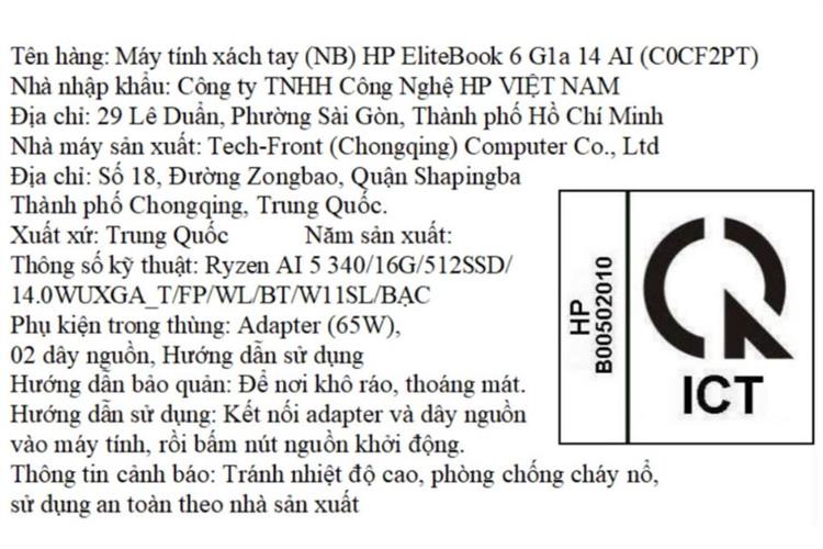 Laptop HP EliteBook 6 G1a 14 - C0CF2PT (R5 AI 340, 16GB, 512GB, WUXGA, Cảm ứng, Win11) Màu Bạc