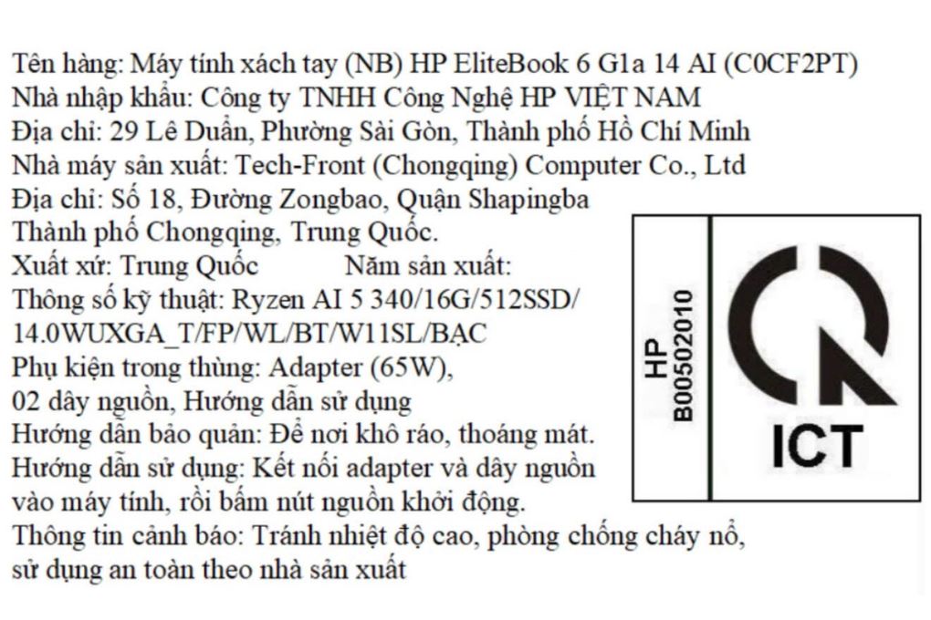Laptop HP EliteBook 6 G1a 14 - C0CF2PT (R5 AI 340, 16GB, 512GB, WUXGA, Cảm ứng, Win11) Màu Bạc