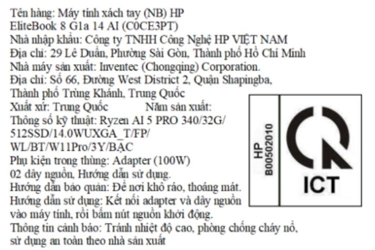 Laptop HP EliteBook 8 G1a 14 - C0CE3PT (R5 AI PRO 340, 32GB, 512GB, WUXGA, Cảm ứng, Win11 Pro) Màu Bạc