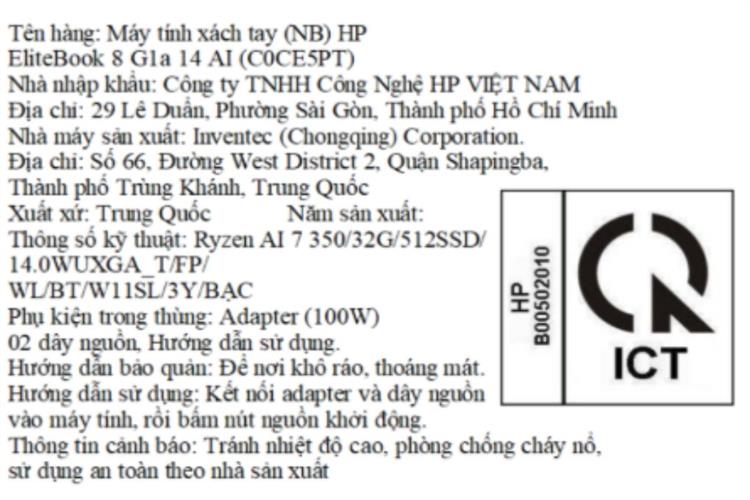 Laptop HP EliteBook 8 G1a 14 - C0CE5PT (AI 350, 32GB, 512GB, WUXGA, Cảm ứng, Win11) Màu Bạc