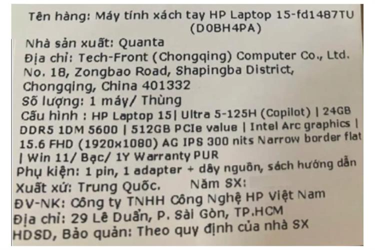 Laptop HP 15 fd1487TU - D0BH4PA (Ultra 5 125H, 24GB, 512GB, Full HD, Win11) Màu Bạc