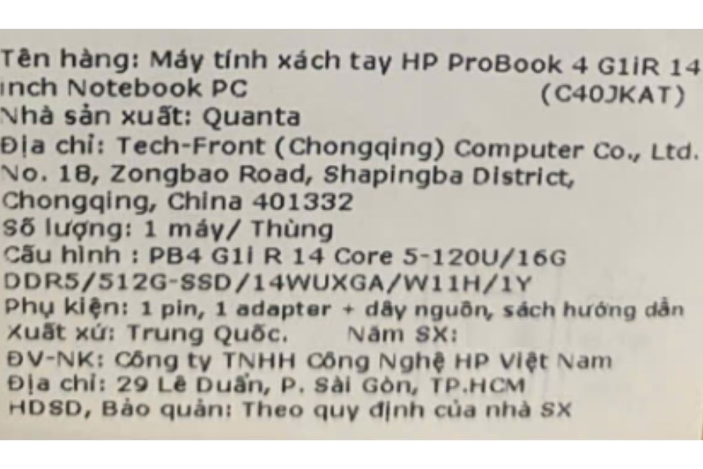 Laptop HP ProBook 4 G1iR 14 - C40JKAT (Core 5 120U, 16GB, 512GB, WUXGA, Win11) Màu Bạc