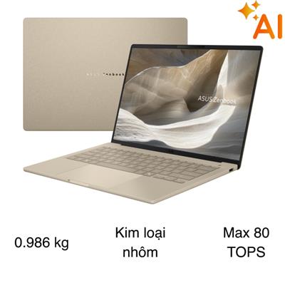 Laptop Asus Zenbook A14 UX3407NA - QD132WS (X2E 88 100, 16GB, 512GB, WUXGA OLED, OfficeH24+365, Win11)