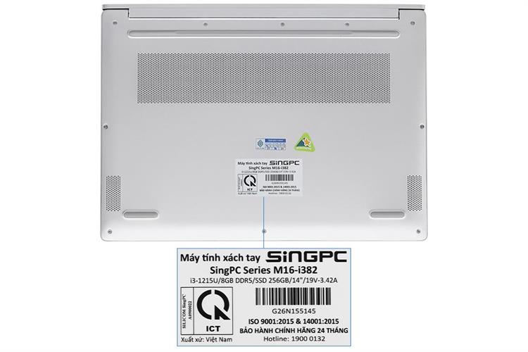 Laptop SingPC M16-i382 (i3 1215U, 8GB, 256GB, WUXGA, Win11 Pro) Màu Bạc