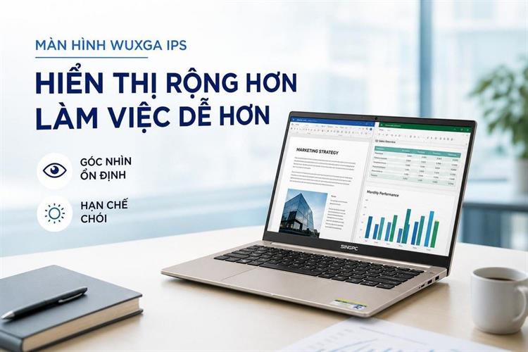 Laptop SingPC M16-i595 (i5 1235U, 16GB, 512GB, WUXGA, Win11 Pro) Màu Vàng Nhạt