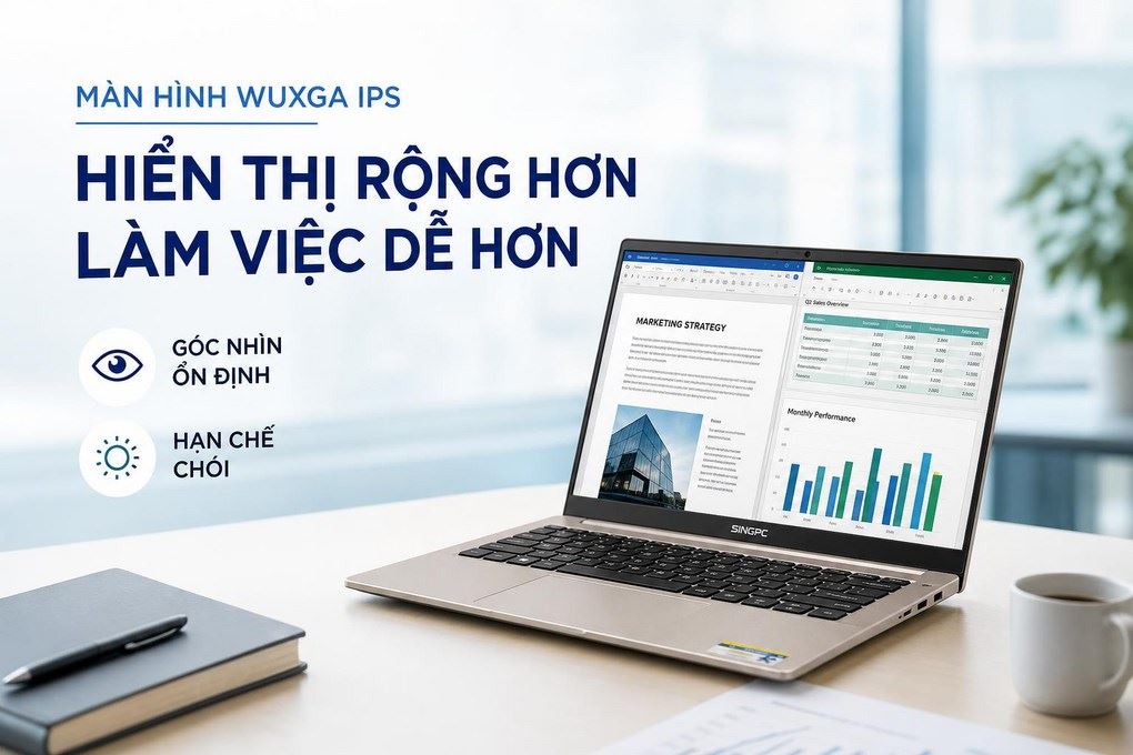 Laptop SingPC M16-i595 (i5 1235U, 16GB, 512GB, WUXGA, Win11 Pro) Màu Vàng Nhạt