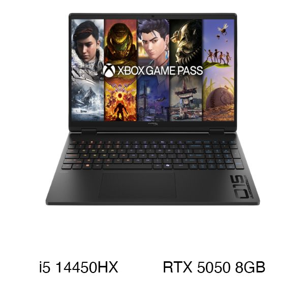 Laptop HP Gaming HyperX Omen 15 ga0092TX - D72D8PA (i5 14450HX, 16GB, 512GB, RTX 5050 8GB, WUXGA 165Hz, Win11)