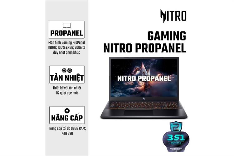 Laptop Acer Gaming Nitro ProPanel ANV15-52-73Z8 - NH.QUASV.001 (Core 7 240H, 16GB, 512GB, RTX 4050 6GB, Full HD  180Hz, Win11) Màu Đen