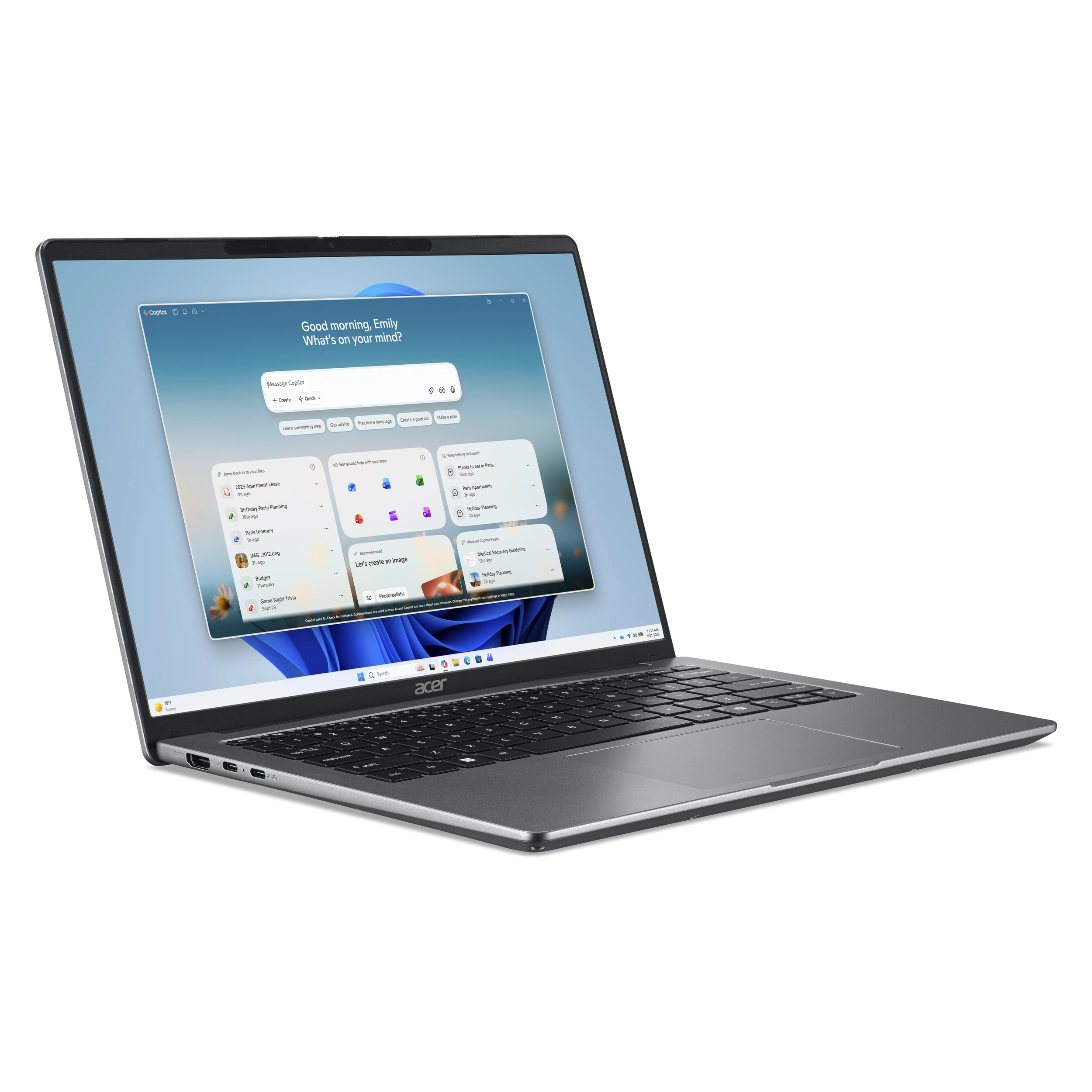 Laptop Acer Aspire Lite 14 AL14-57P-76KR - NX.X1WSV.003 (Core 7 350, 8GB, 512GB, WUXGA 120Hz, Win11) Màu Xám
