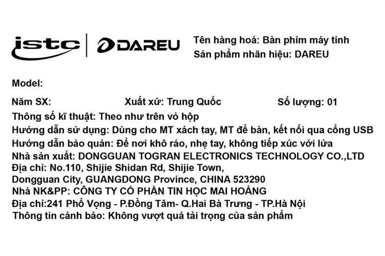 Bàn Phím Cơ Có Dây DareU EK87 V2 Màu Trắng - Đen