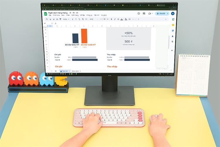 Bộ Bàn Phím Chuột Bluetooth Logitech Pop Icon Màu Hồng