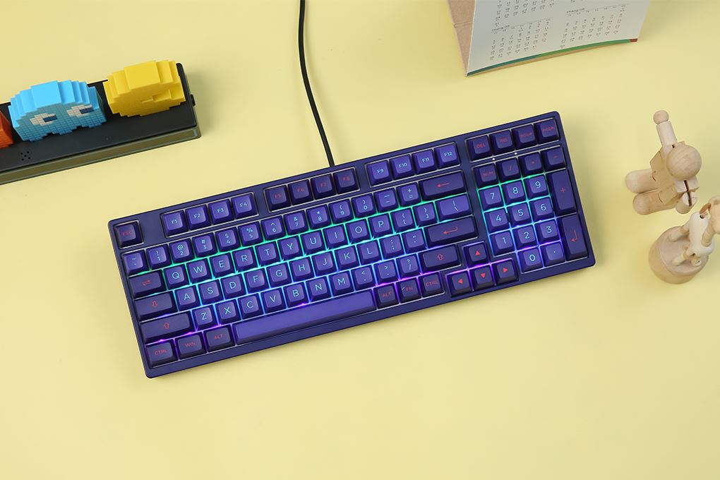 Bàn Phím Cơ Có Dây Akko 3098 Neon Màu Xanh tím