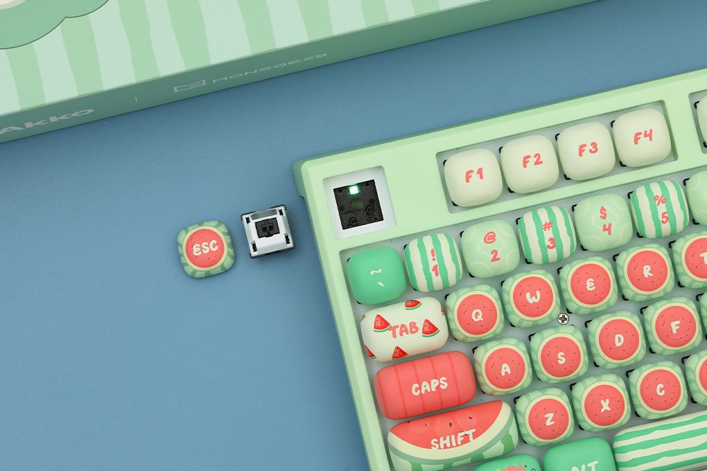 Bàn Phím Cơ Bluetooth MonsGeek MG108B Watermelon Akko Piano Pro Màu Xanh lá nhạt