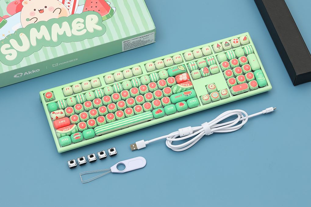 Bàn Phím Cơ Bluetooth MonsGeek MG108B Watermelon Akko Piano Pro Màu Xanh lá nhạt