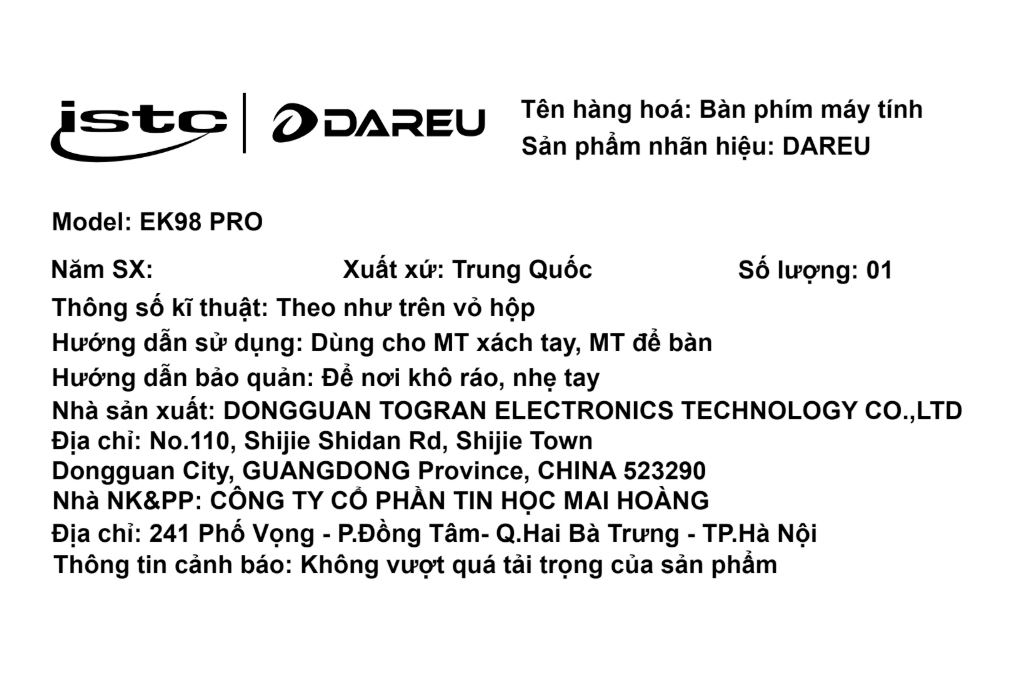 Bàn Phím Cơ Bluetooth Dareu EK98 Pro Màu Đen