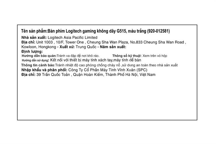 Bàn Phím Cơ Bluetooth Logitech G515 Màu Trắng