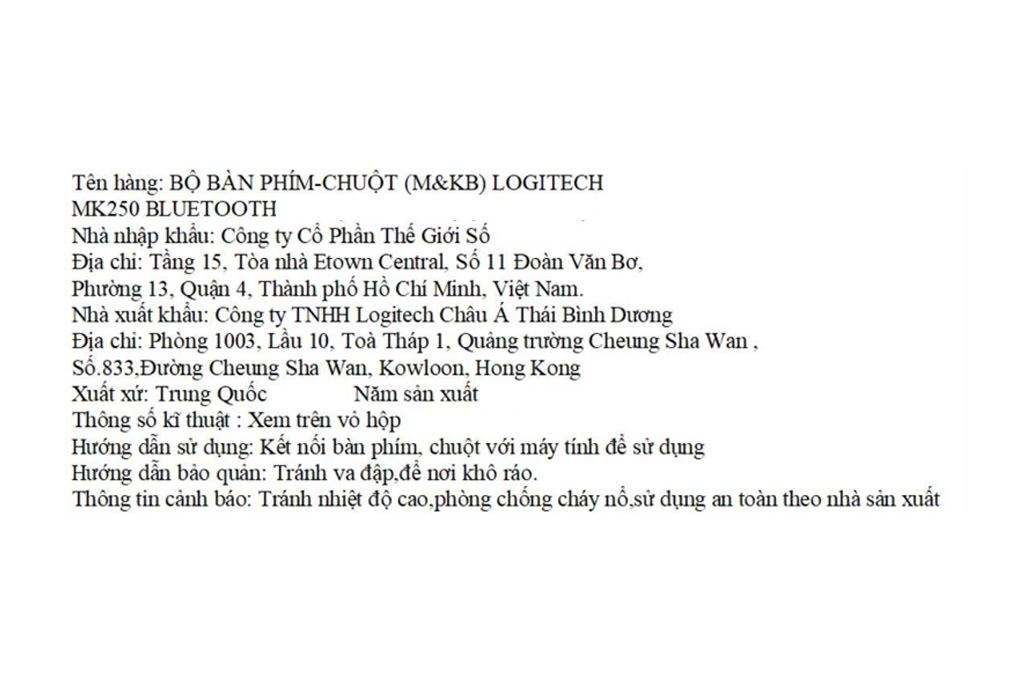 Bộ Bàn Phím Chuột Bluetooth Logitech MK250 Màu Đen