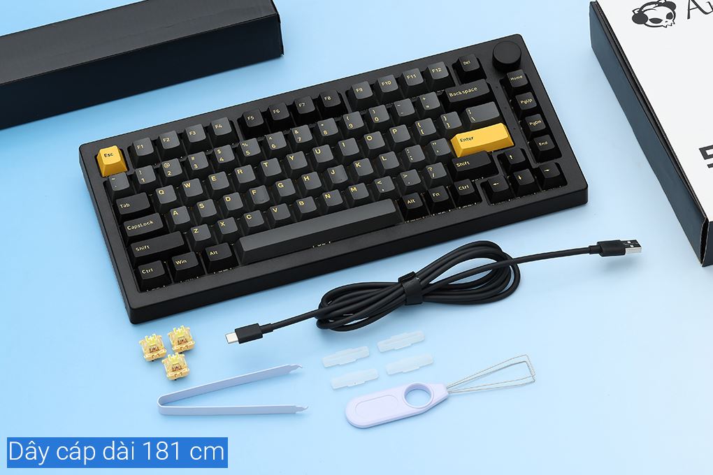 Bàn Phím Cơ Bluetooth Akko 5075B Plus Black & Gold Màu Đen