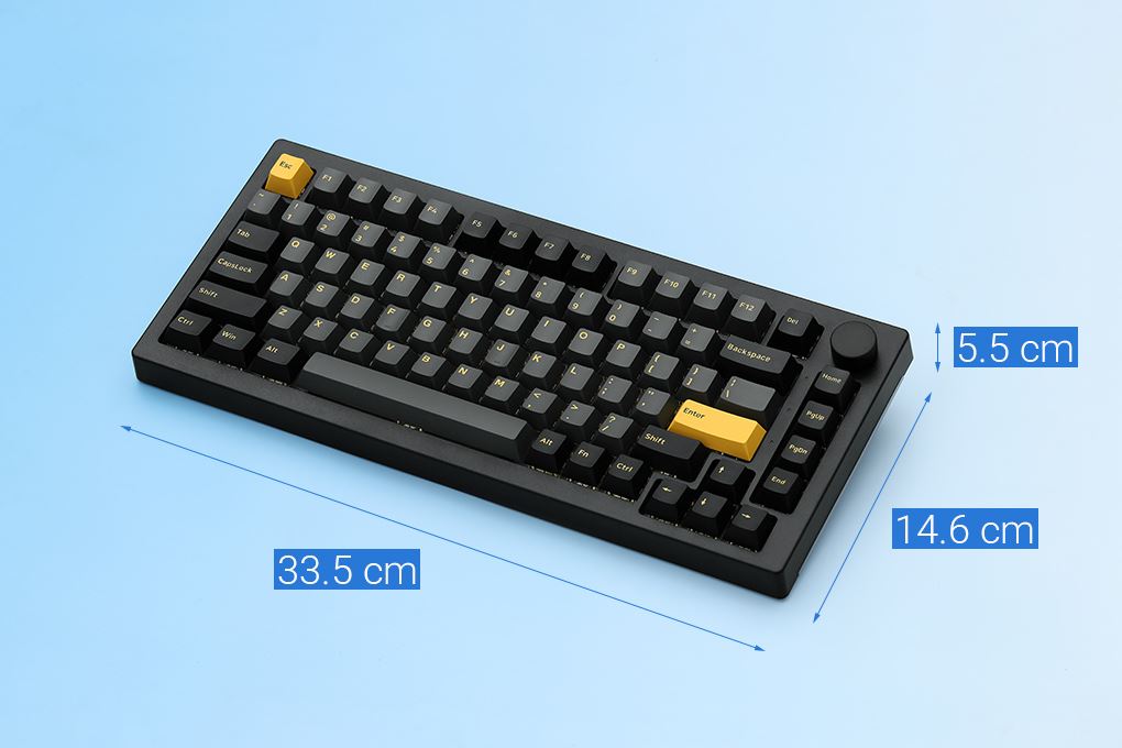 Bàn Phím Cơ Bluetooth Akko 5075B Plus Black & Gold Màu Đen