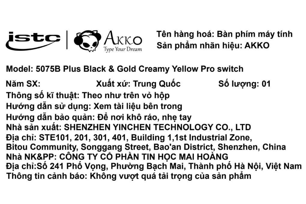 Bàn Phím Cơ Bluetooth Akko 5075B Plus Black & Gold Màu Đen