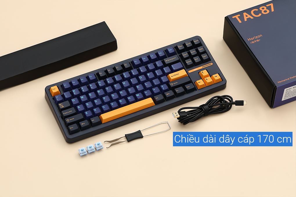 Bàn Phím Cơ Bluetooth Akko TAC87 Horizon Mirror Màu Xanh Dương