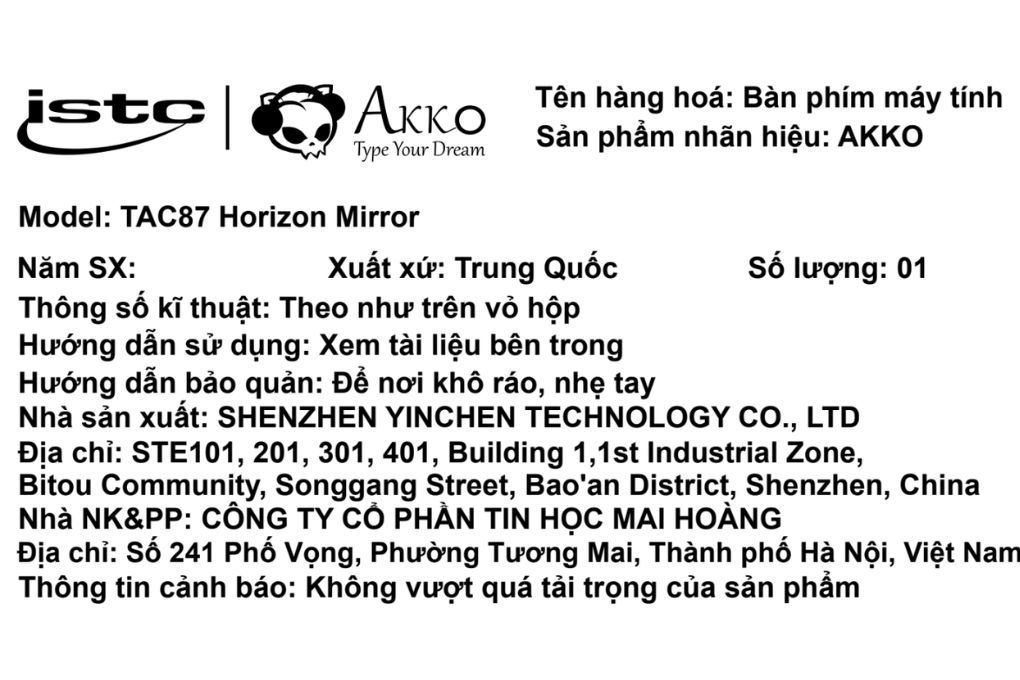 Bàn Phím Cơ Bluetooth Akko TAC87 Horizon Mirror Màu Xanh Dương