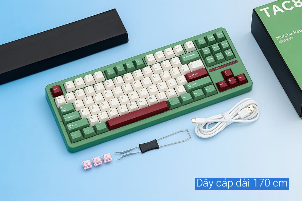 Bàn Phím Cơ Bluetooth Akko TAC87 Matcha Red Bean Stellar Rose - 20