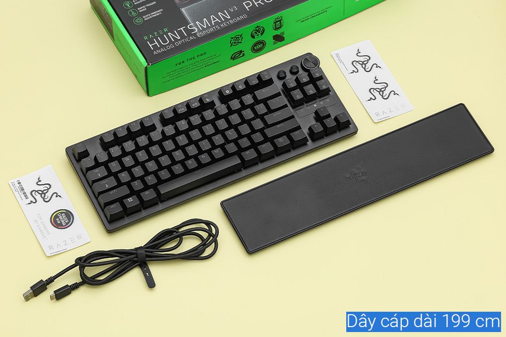 Bàn Phím Cơ Có Dây Gaming Razer Huntsman V3 Pro Tenkeyless Màu Đen