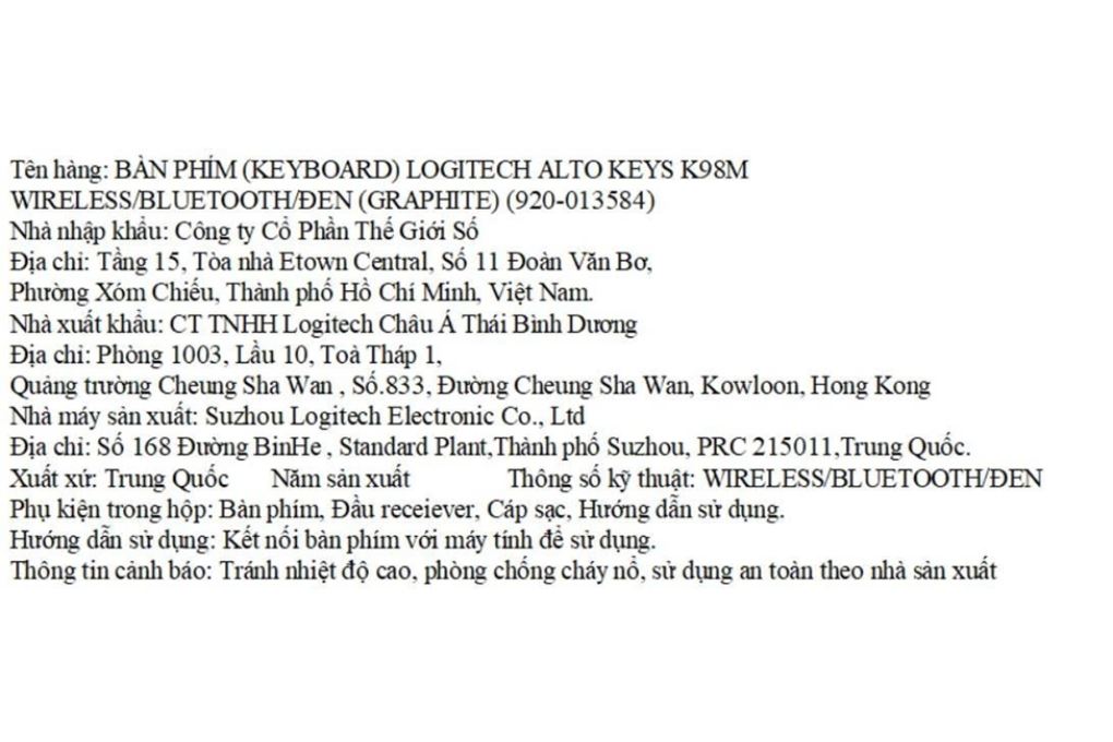Bàn Phím Cơ Bluetooth Logitech Alto Keys K98M Màu Đen