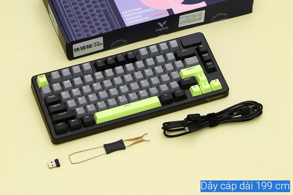Bàn Phím Cơ Bluetooth Rapoo V700DIY 75 Màu Đen - Xám