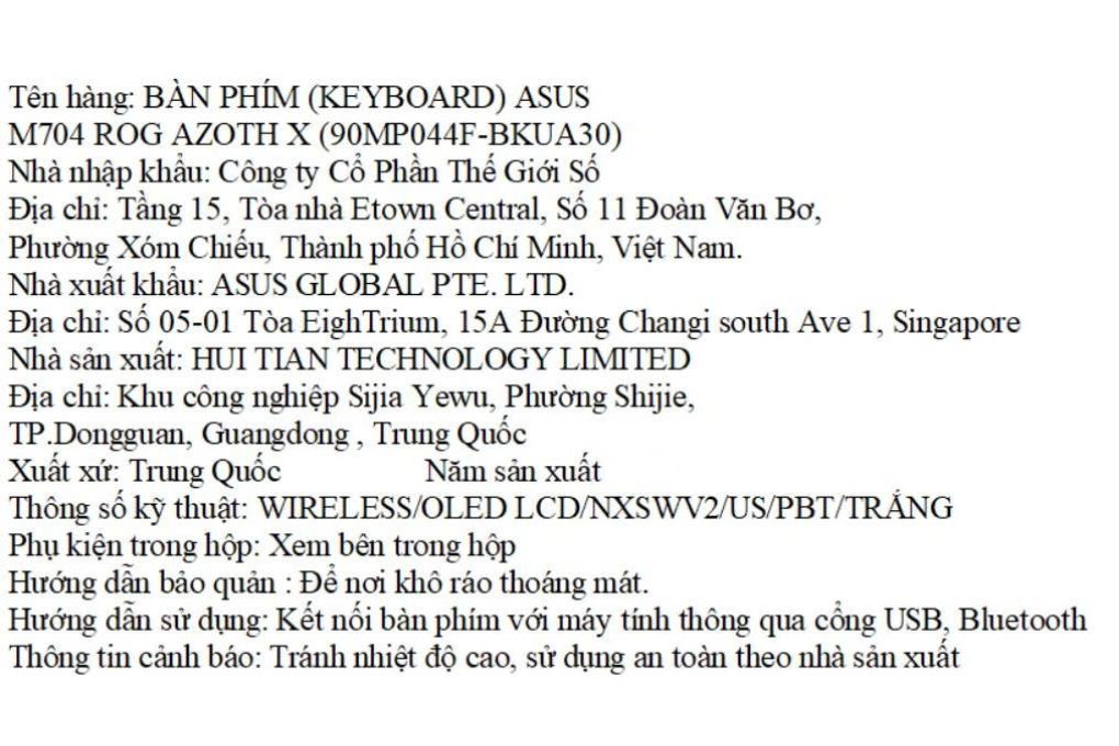 Bàn Phím Cơ Bluetooth Asus ROG AZOTH X M704 Snow Màu Trắng