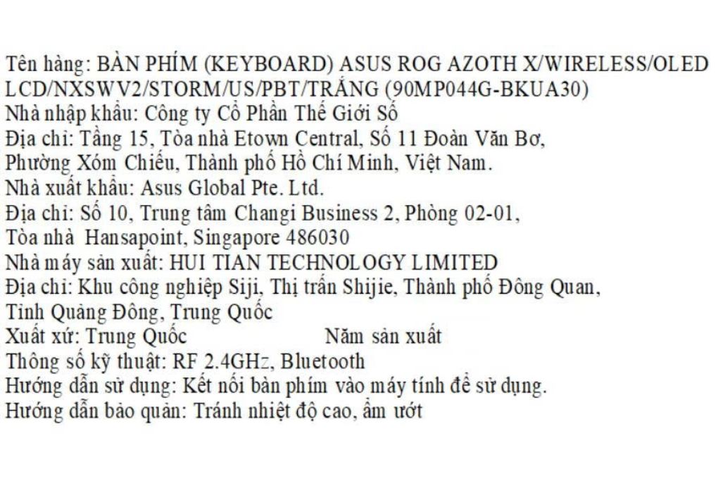 Bàn Phím Cơ Bluetooth Asus ROG AZOTH X M704 Storm Màu Trắng
