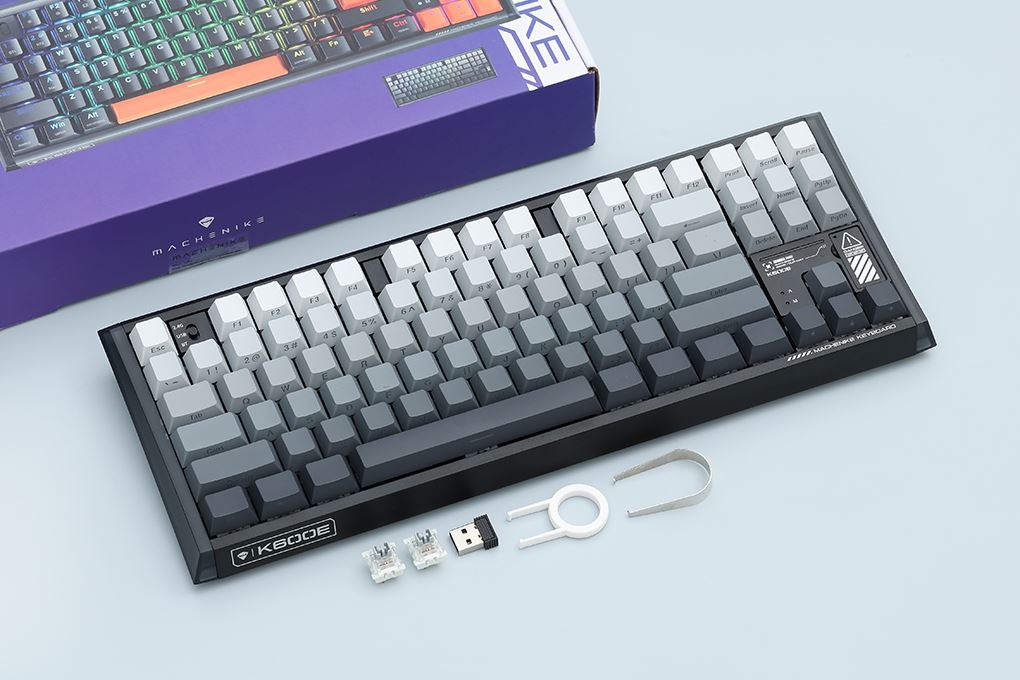 Bàn Phím Cơ Bluetooth Machenike K600E B87W GR Silver switch RGB Side Printed Màu Đen