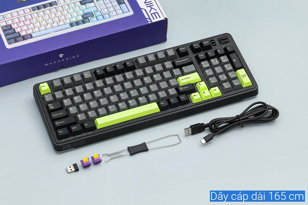 Bàn Phím Cơ Bluetooth Machenike KG98 RGB Purple-Gold Switch Màu Đen