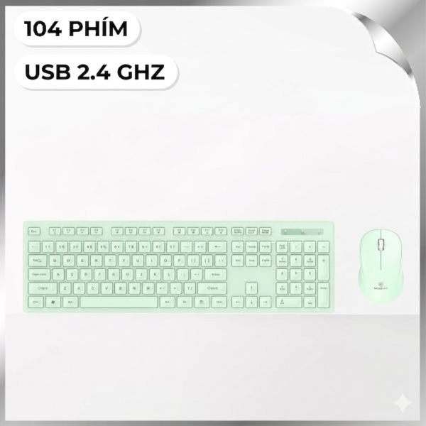 Bộ Bàn Phím Chuột Không Dây MicroPack KM-237W - Xanh