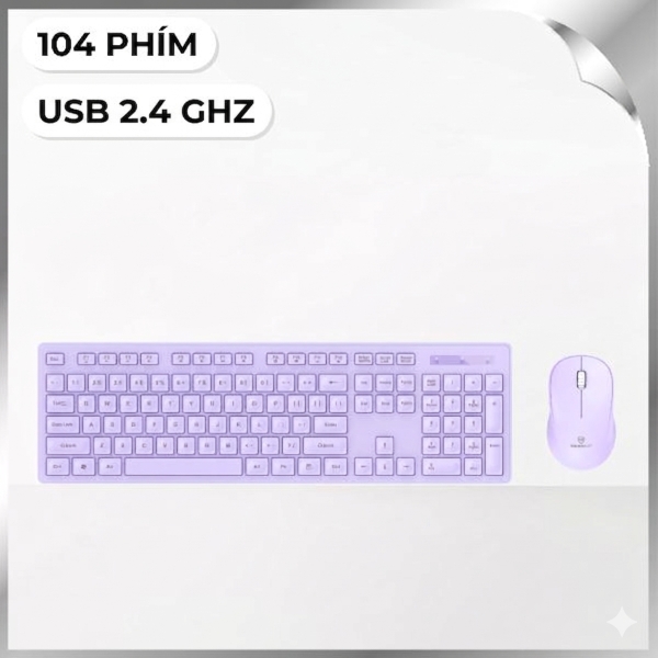 Bộ Bàn Phím Chuột Không Dây MicroPack KM-237W - Tím