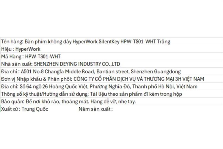 Bàn Phím Bluetooth HyperWork SilentKey Màu Trắng