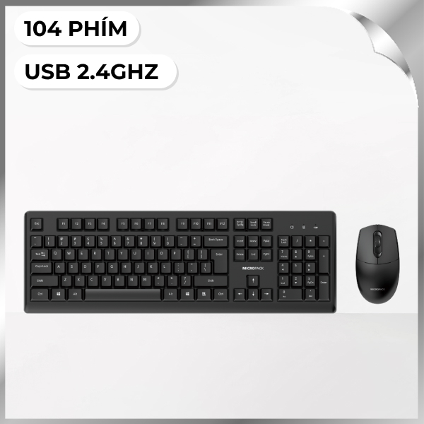Bộ Bàn Phím Chuột Không Dây MicroPack KM-205W