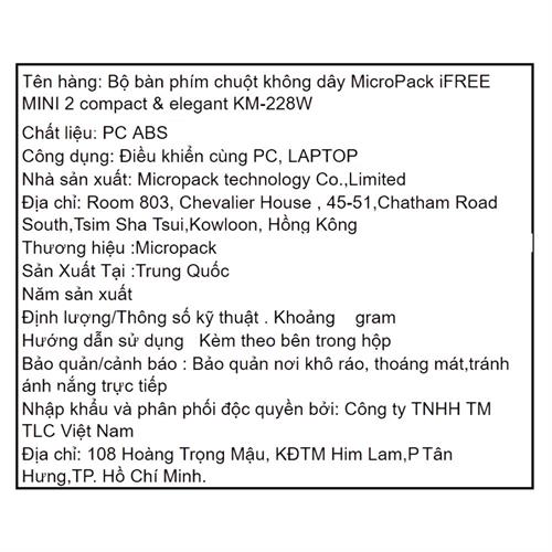 Bộ Bàn Phím Chuột Không Dây MicroPack KM-228W Màu Đen