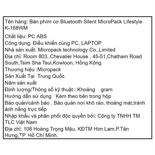Bàn Phím Cơ Bluetooth MicroPack K-168WM - Xanh Lá Màu Xanh lá