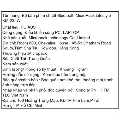 Bàn Phím Bluetooth MicroPack KM-238W - Kem Màu Màu be