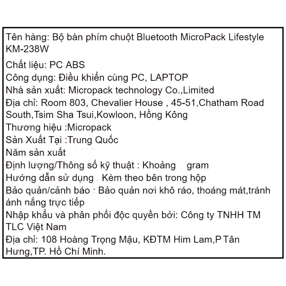Bàn Phím Bluetooth MicroPack KM-238W - Kem Màu Màu be