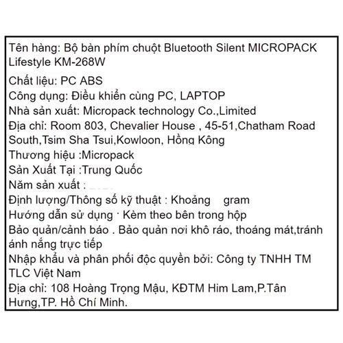 Bộ Bàn Phím Chuột Bluetooth MicroPack KM-268W - Đen Màu Đen