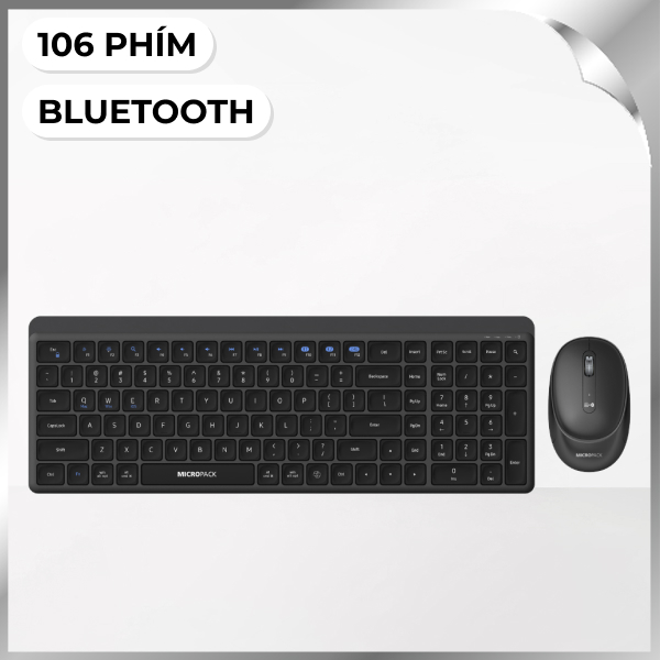 Bộ Bàn Phím Chuột Bluetooth MicroPack KM-268W - Đen