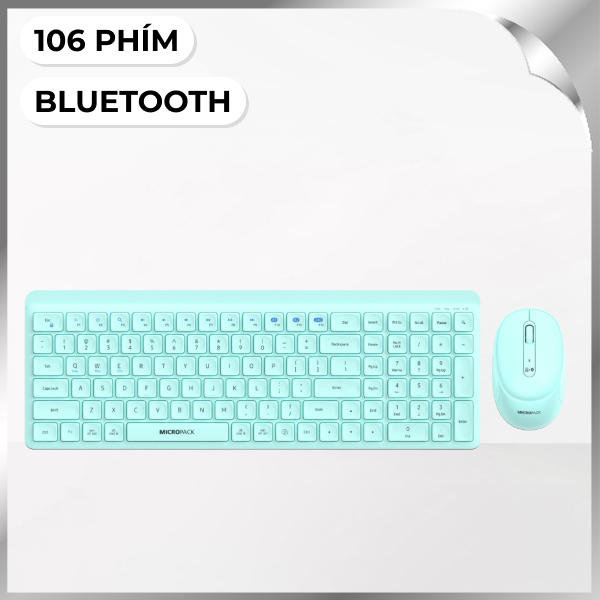 Bộ Bàn Phím Chuột Bluetooth MicroPack KM-268W - Xanh Lá