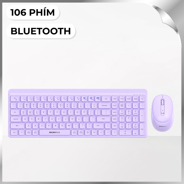 Bộ Bàn Phím Chuột Bluetooth MicroPack KM-268W - Tím