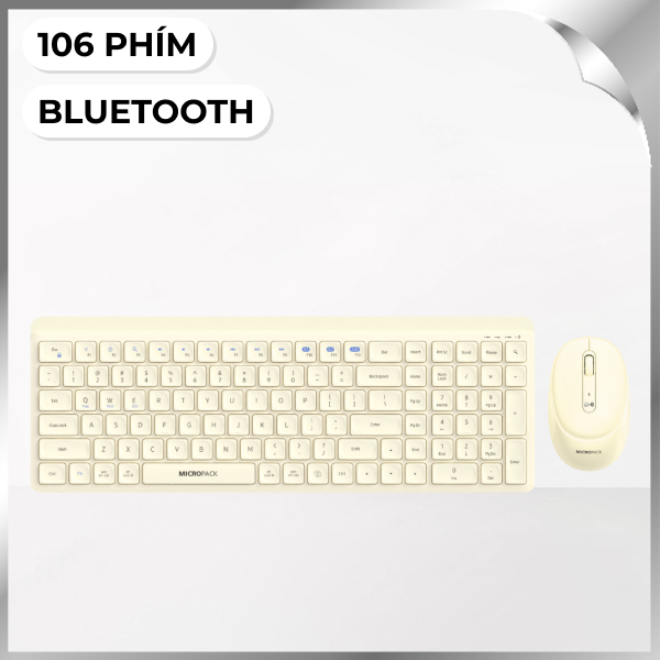 Bộ Bàn Phím Chuột Bluetooth MicroPack KM-268W - Kem
