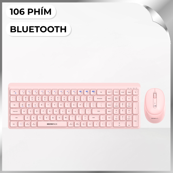 Bộ Bàn Phím Chuột Bluetooth MicroPack KM-268W - Hồng