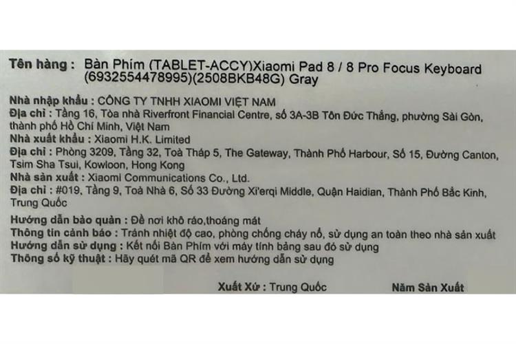 Bàn Phím Tablet Xiaomi Pad 8/8 Pro Focus Màu Đen