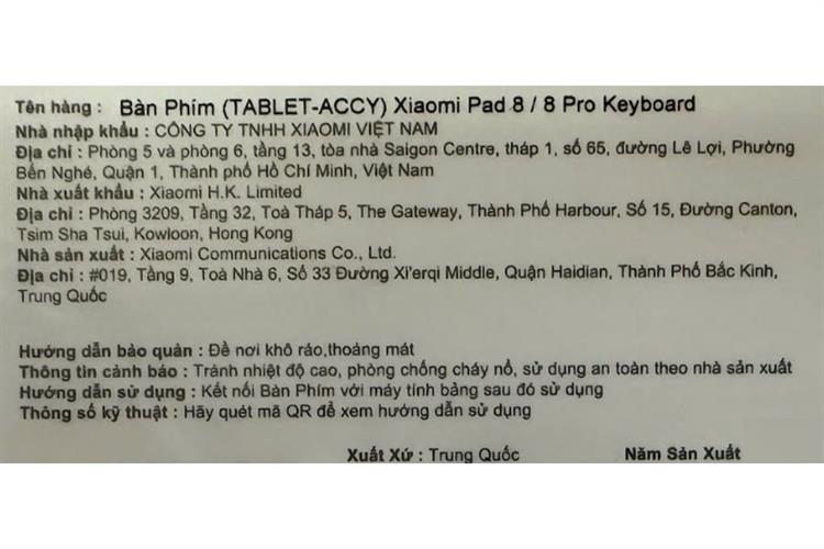 Bàn Phím Tablet Xiaomi Pad 8/8 Pro Màu Đen